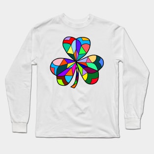 Stained Glass Rainbow Irish Clover Long Sleeve T-Shirt